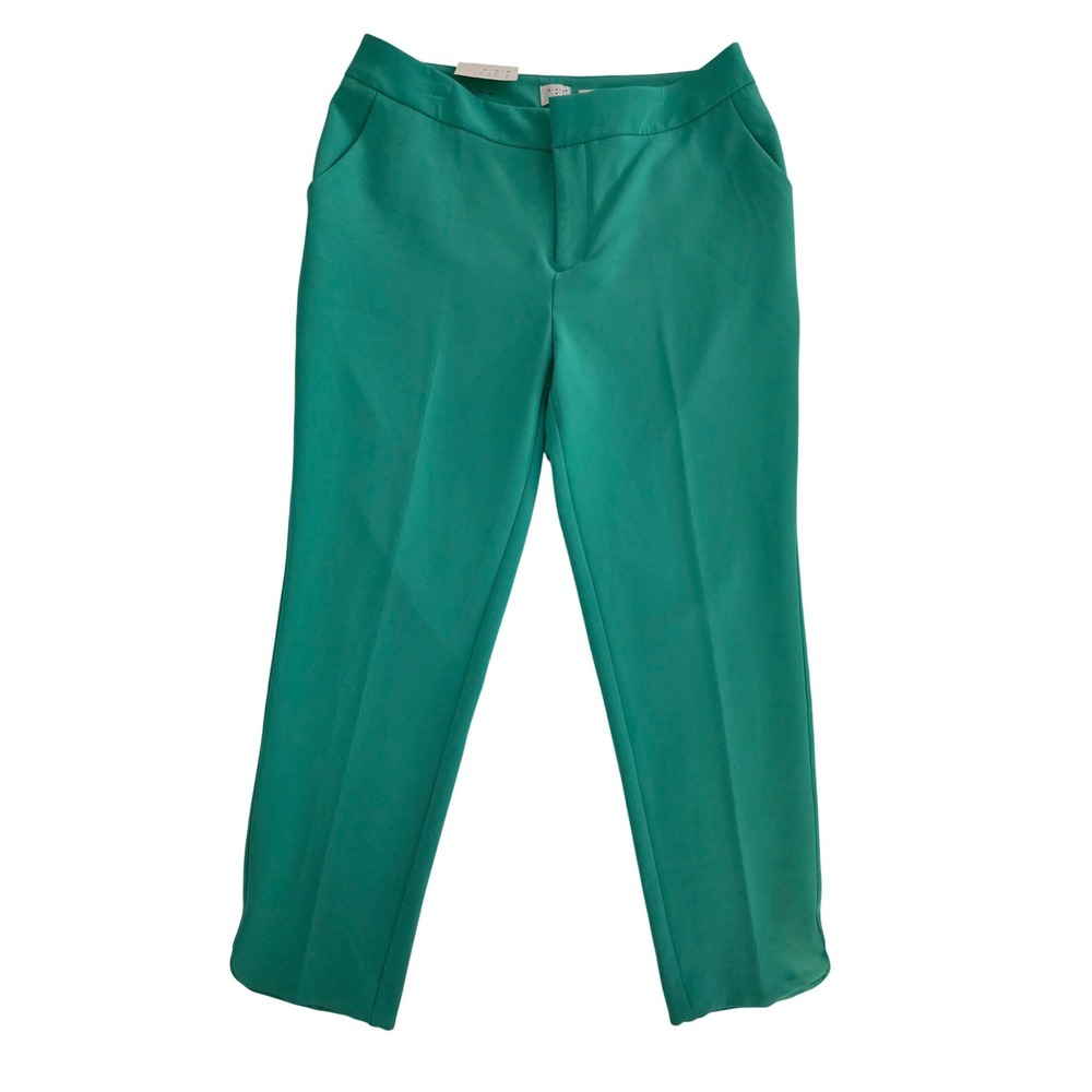 A New Day Womens Dazzling Jade Green Curved Tapered Leg Dress Pants Size 10 NWT